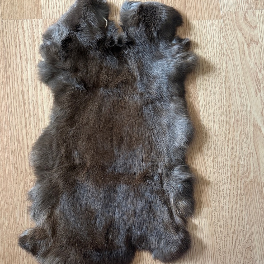 A266 Dark Brown & Gray Rabbit Fur Pelt for Crafts and Display